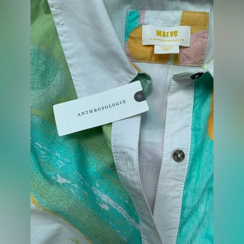 Anthropologie NWT Size L The Lillian Cap-Sleeve Button-Front Midi Dress by Maeve - Picture 5 of 13